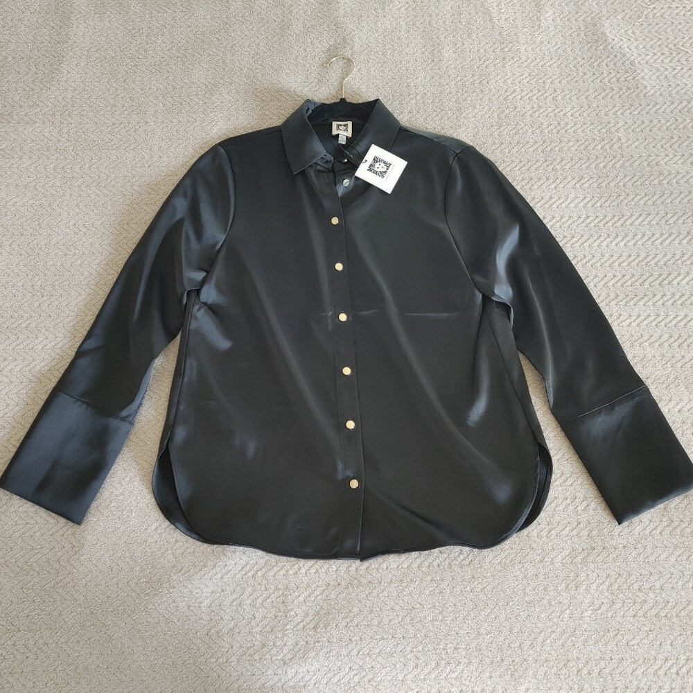 Anne Klein Black Long Sleeve Shirt Size: S